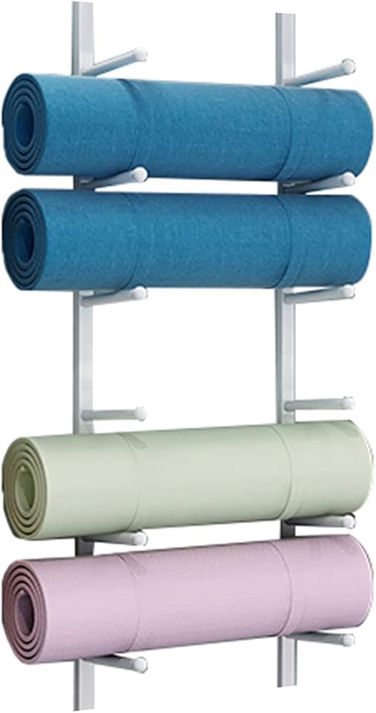 Sprzęt do przechowywania sprzętu fitness uchwyt ścienny premium mata do jogi i pianka do masażu wałek 6-poziomowy metalowy organizer pilates siłownia, przestrzeń do domu, rozwiązanie, oszczędność
