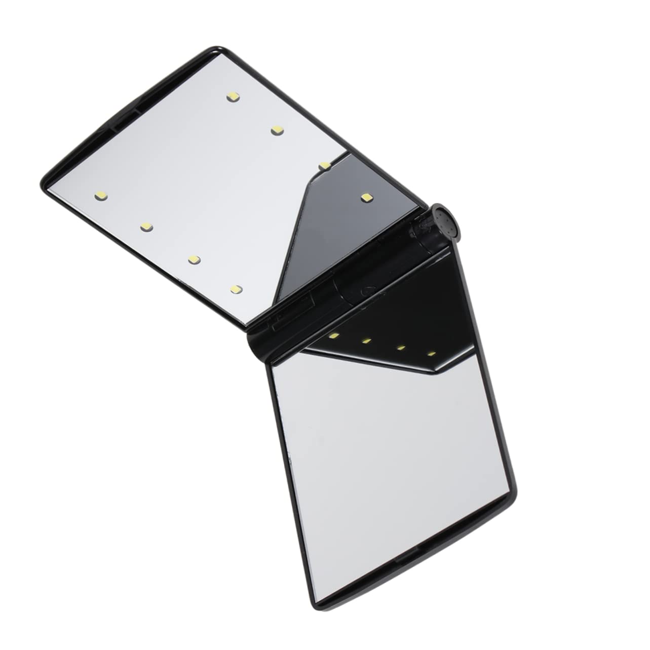 QTANZIQI Espejo de Bolsillo con luz LED y Lupa - Negro (Mediano)