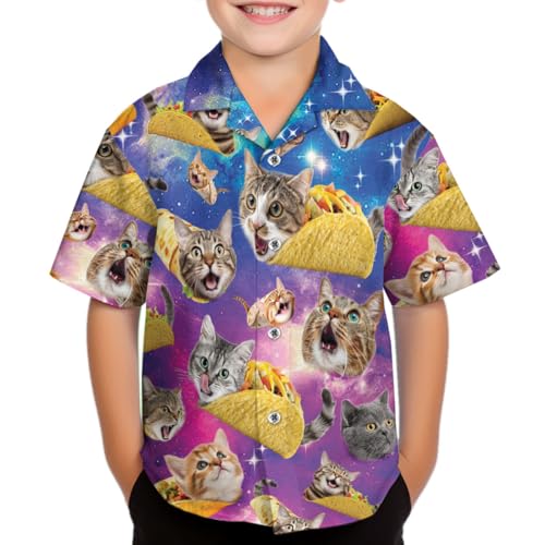 Boys Girls Tropical Highland US Flag Hawaii Shirt Funny Cow Short Sleeve Button Down Patriot Kids Hawaiian Shirt4