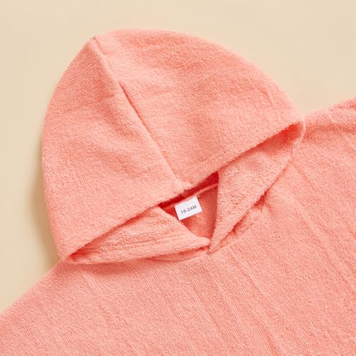 Image of woshilaocai Toddler Swim Coverup Boy Girl Terry Cloth Hooded Poncho | Baby Swimsuit Cover Up for Pool, Surf, Solid Color, Swimming Cover-ups for 1-8 Years Old Little Kids, Summer Beach Towel