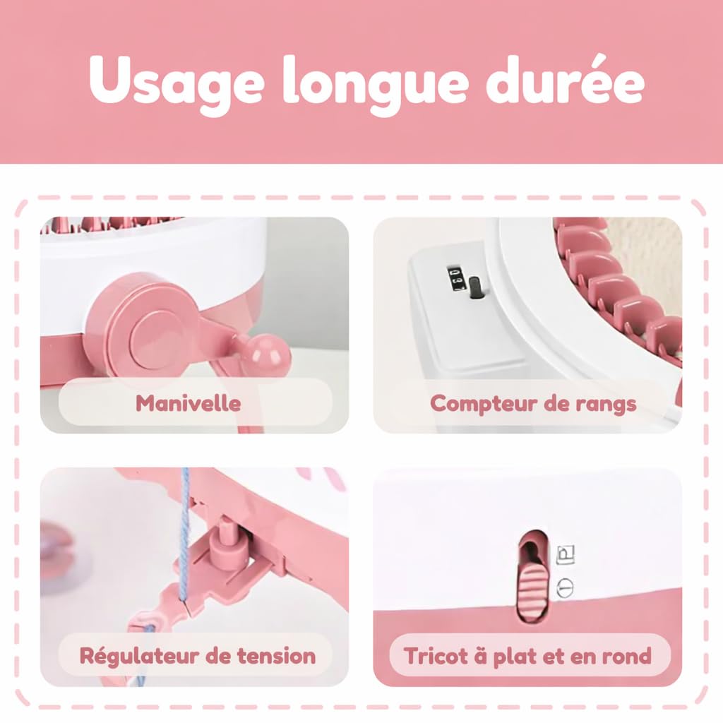 Tiny Thinkers Machine à Tricoter Sentro XL, Tricotin Circulaire 48 Aiguilles, Jusqu’à 10x Plus Rapide que le Tricot Manuel, Kit Complet avec Laine, Accessoires & E-Book, Pour Débutants & Confirmés