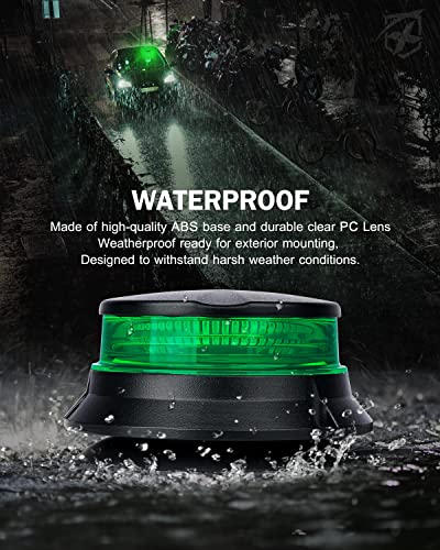 Image of Xprite LED Visibility Beacon Light, 4.5 Inch Super Bright Forklift Roadside Caution Lights with Magnetic Base, 12-24V for Construction Truck, Utility Vehicle, Tractor, Golf Carts-Green