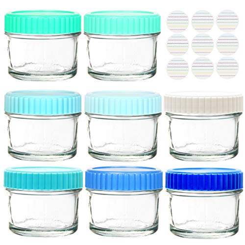 Youngever Glass Baby Food Storage, 4 Ounce Stackable Baby Food Glass Containers With Airtight Lids, Glass Jars With Lids, 8 Coastal Colors (8 Pack) #TOP5
