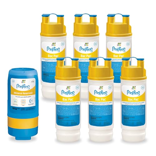 FROG Replacement Mineral Reservoir for use with Pool FROG Model 5400 Cycler with 6 Bac Pac Replacement Chlorine Cartridges - Prefilled Cartridges for Quick & Easy Pool Sanitization