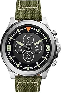 Fossil HR Latitude - Hybrid-Smartwatch mit grünem Oliv-Nylo-Armband für Herren FTW7019