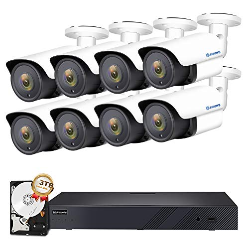 AIHOWS 5Mp PoE Bullet Security Camera System with 4Pcs IP Surveillance Camera,8CH H.265+ NVR Home Surveillance Video System Cover 2TB HDD for 24/7 Sound & Video Recording (5mp 16+8) AIHOWS 5Mp PoE Bullet Security Camera System with 4Pcs IP Surveillance Camera,8CH H.265+ NVR Home Surveillance Video System Cover 2TB HDD for 24/7 Sound & Video Recording (5mp 16+8)