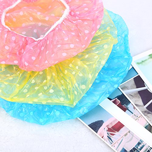 3 x Shower Cap, Impermeabile Cuffia Doccia Elastico Per Capelli Swimming Cap, Blue - Image 2