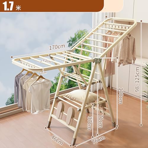Estante de ropa rodante 6ft, soporte de ropa plegable portátil con ruedas, estante de secado de edredones multifuncional de servicio pesado para balcón de dormitorio, diseño de ahorro de espacio para