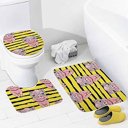 Tapis de bain cochon absorbant contour U antidérapant - 4