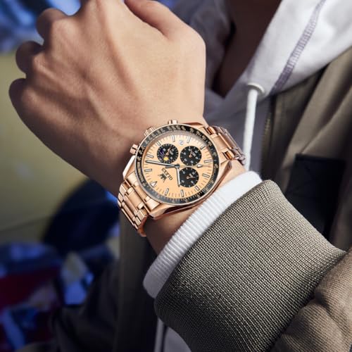 Image of OLEVS Mens Watches Luxury Diamond Calendar Stainless Steel Male Watches Business Dress Waterproof Luminous Fashion Watch for Men