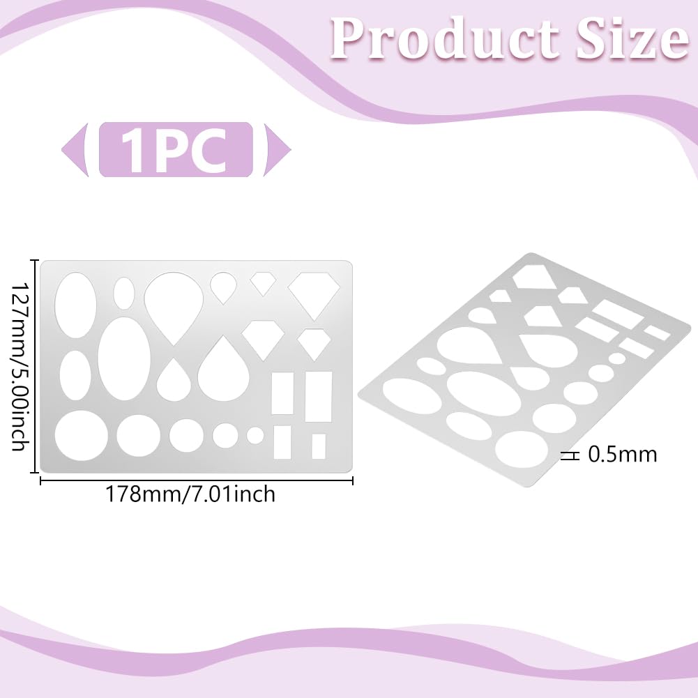 UNICRAFTALE Mix Shape Metal Stencil Cutouts Cutting Stencils Round Rectangle Teardrop Template Stainless Steel Reusable Decorative Stencils Embossing Drawing for Bracelets Earrings Making Jewelry - Image 3