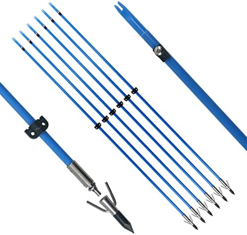 Tiger Archery 34inch Bowfishing Arrows Solid Fiberglass Shaft with Broadhead for Compound Bow and Recurve Bow Fishing Arrow Archery and Hunting (Pack of 6) Tiger Archery 34inch Bowfishing Arrows Solid Fiberglass Shaft with Broadhead for Compound Bow and Recurve Bow Fishing Arrow Archery and Hunting (Pack of 6)