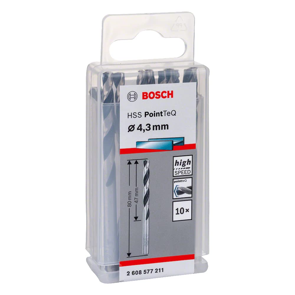 Bosch Bosch Professional 10-piece PointTeQ HSS Twist Drill Bit (for Metal, 4.3 x 47 x 80 mm, Drill Driver Accessories)