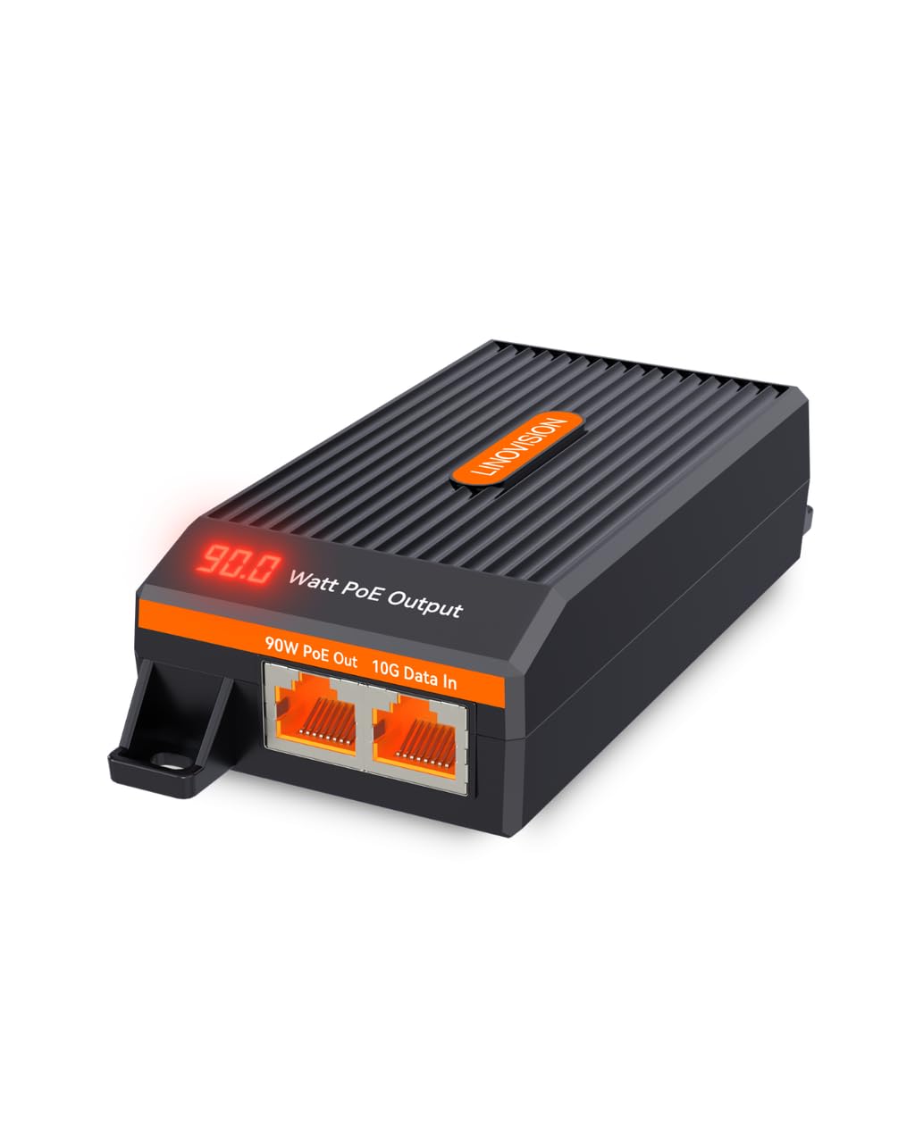 LINOVISION Injecteur PoE++ 10G BT90W et Séparateur PoE++ Gigabit Industriel | Injecteur PoE++ 10G BT90W avec Affichage de la Puissance PoE en Temps Réel