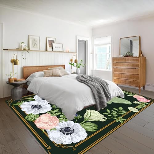 Tapete decorativo floral antideslizante 4x6 pies miniatura 3