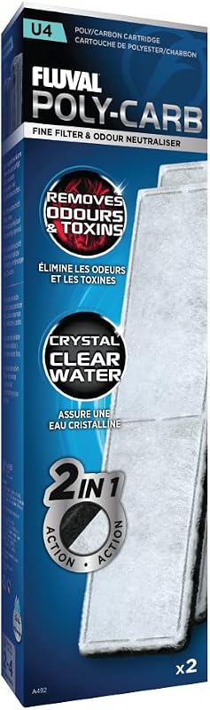 Fluval U4 Poly Cartridge, Replacement Underwater Aquarium Filter Media, 2-Pack, A492