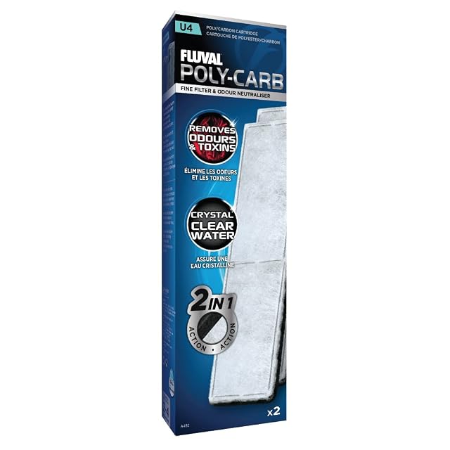Fluval Carga Filtro Poli-Carbon, U4, 2 Unidades