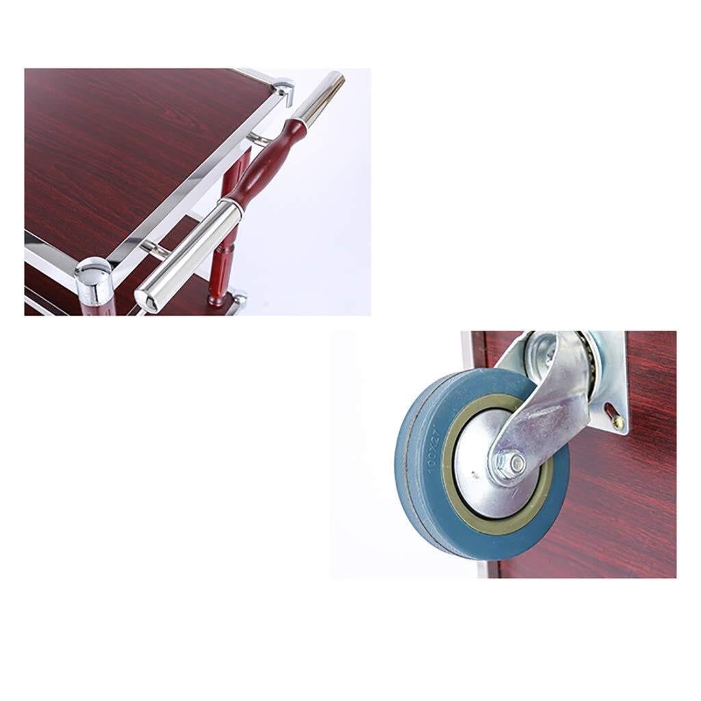 Carrello di servizio in acciaio inox a 3 livelli con vassoio in legno, versatile carrello multiuso per hotel, ristoranti, cucine e uso domestico, carrello multiuso