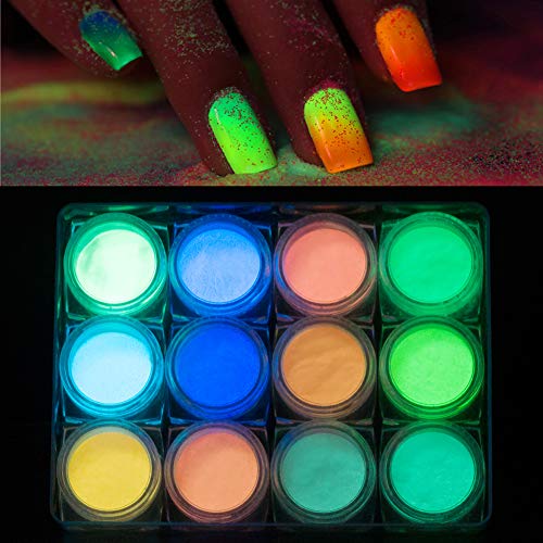 Pigmento brillante fluorescente ultrafino, polvo de uñas brillante, decoración de uñas, herramienta de belleza para tips.