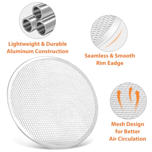 3 Pack Pizza Tray 11 Inch Aluminum Pizza Pan Screen Round 27.9cm Pizza Mesh Baking Sheet Trays for Oven - Image 4