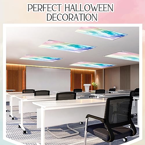 Image of Hortsun Pack of 2 Fluorescent Light Covers 4 x 2 Feet Magnetic Ceiling Light Cover Room Supplies for Home Office(Sunset Glow)