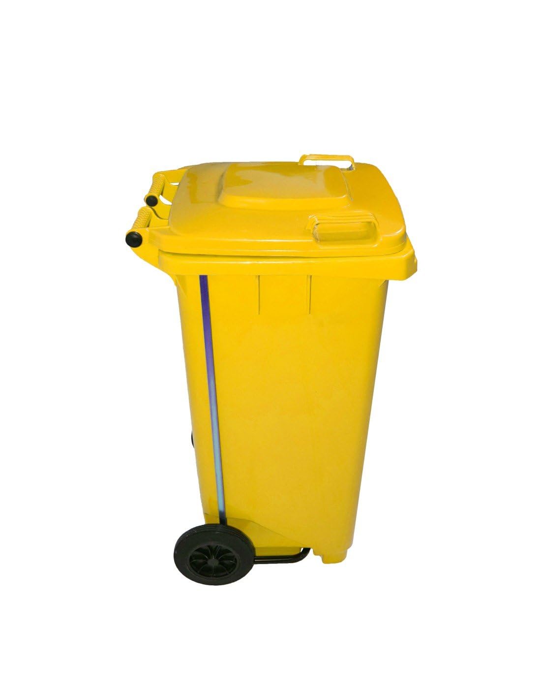 JARDIN202 - Cubo de Basura 120 Litros con Pedal y Ruedas | Contenedor de Basura Robusto con PEDAL | 120 L (Amarilla)