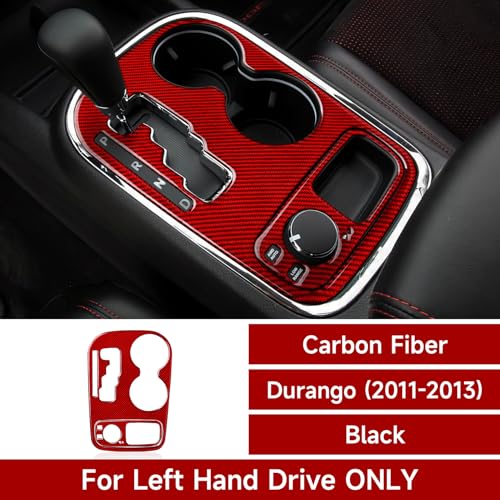 Image of Car Gear Shift Panel Cover Decals for 2011 2012 2013 Dodge Durango Accessories Carbon Fiber Interior Stickers Red, A