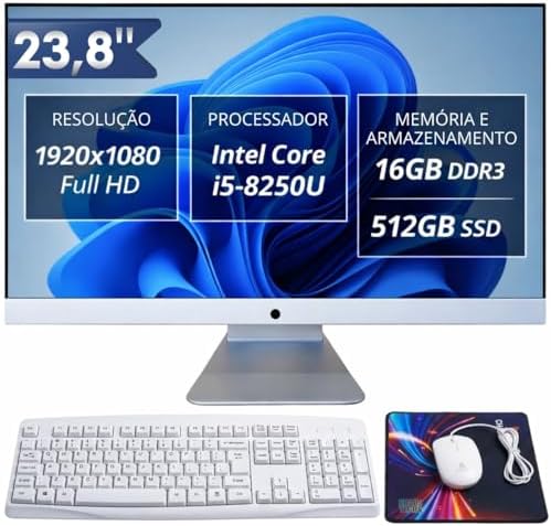 Computador All in One 23,8" Full HD Intel Core i5-8250U SSD 512GB...