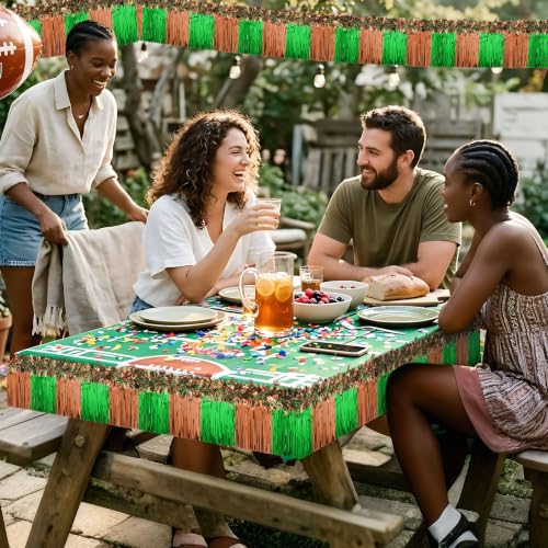 Image of MARFOREVER 8 Pcs Football Golf Cart Decorations Kit for Football Parade Float Tinsel Garland Foil Fringe Banner Green and Brown Party Decorations for Football Car Wagon Yard Sports Theme Decor