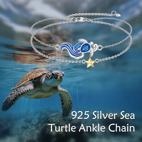 Image of LUHE Pineapple /Mushroom /Star /Mountain Anklets Sterling Silver Adjustable Chain Link Ankle Bracelets Beach Anklet Jewelry for Women Teens