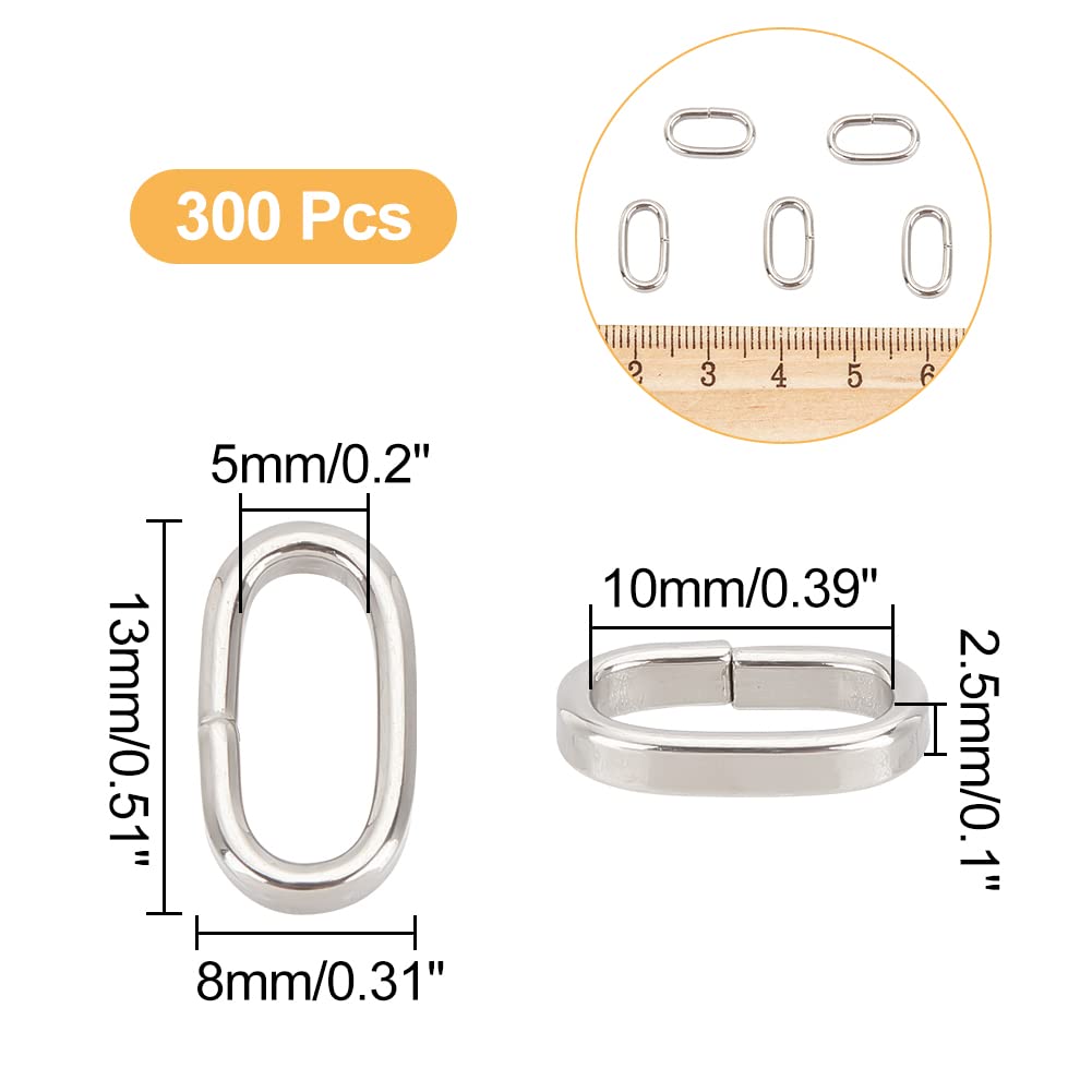UNICRAFTALE 3-10mm 7 Misure Anelli Ovali per Salti 18-24 Calibro Anelli per Connettoriusi Ma Non Saldati Anelli per Gioielli in Acciaio Inossidabile Connettori per Gioielli Fai-da-Te