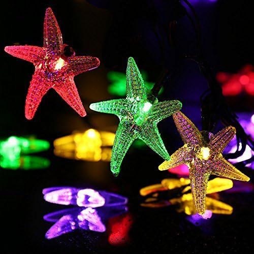 LuckLED Starfish Solar String Lights,20ft 30 LED Halloween Christmas LED Fairy String Lights for Outdoor,Home,Lawn,Garden,Wedding,Patio,Party,Halloween and Holiday Decorations [Multi-Color]