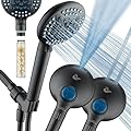 AquaCare 4X High Pressure 10-mode Filter Handheld Shower Head with Dual Power Wash - Clean Tub, Tile & Pets, Remove Chlorine, Metals & Toxins from Water to Protect Skin, Hair & Nails. Matte Black