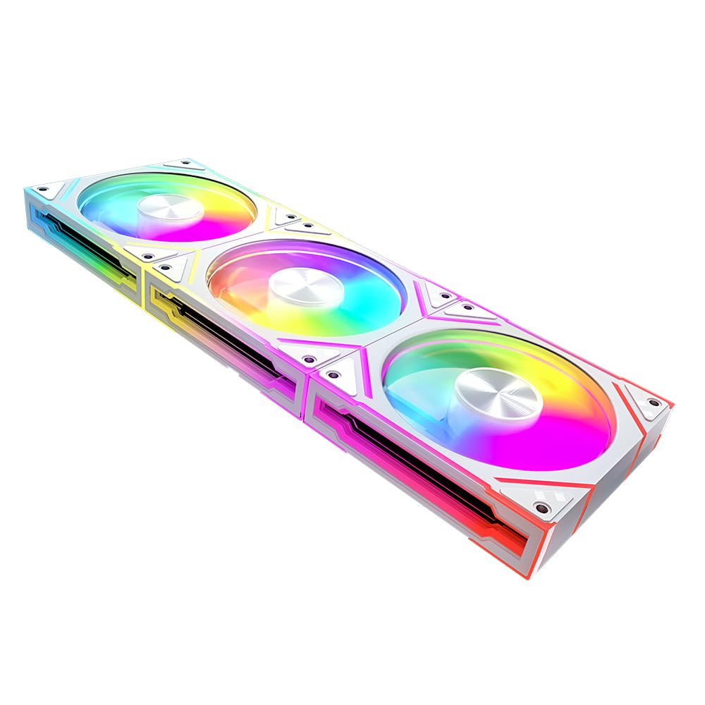 Star Stone V2 3IN1 120mm ARGB Computer Case Fans,Double Sided Infinity Mirror Design Cooling Fan, 120mm CPU Fan PWM 1850RPM 58.36CFM 2.07MMH20 HDB Bearing for PC Case&CPU Cooler(White)