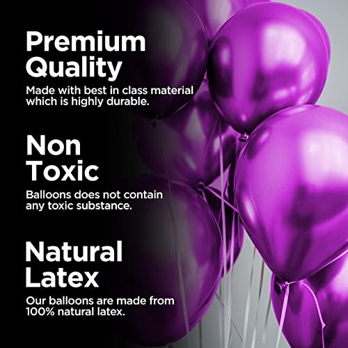 Image of Just Party 25Pcs Purple & 25Pcs Lavender Metallic Chrome Balloons with Shiny Surface For Birthdays /Anniversary /Engagement /Baby Shower /bachelorette Party Decorations (Pack of 50)
