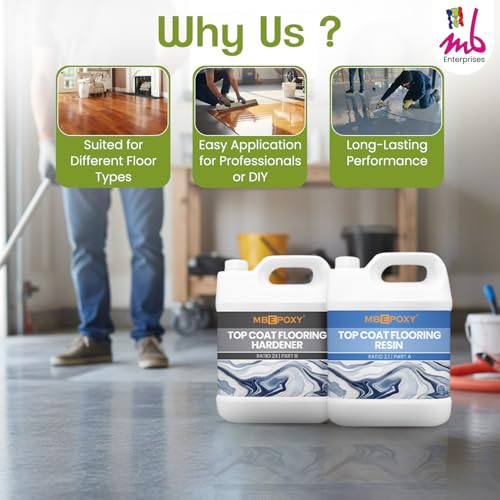 Image of Top Coat Flooring Resin 9kg | Self Leveling | Suitable for Concrete, Garage, Workshop, Countertop Basement Flooring | High Gloss, Smooth Finish, Bubble Free, UV, Heat & Water Resistant