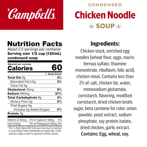 Image of Campbell's Condensed Chicken Noodle Soup, 10.75 oz Can (48 Pack)