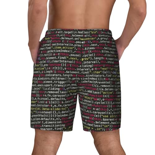 Short de bain homme codage informatique en tissu léger et séchage rapide