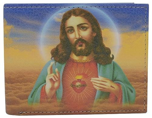 MARSHAL RFID Blocking Jesus Printed Bifold Genuine Leather Wallet for Men with Gift box4