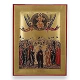 BlessedMart Christi Himmelfahrt Ikone – hochwertige griechisch-orthodoxe byzantinische Ikone, handgefertigt auf natürlichem Massivholz, fertig als Geschenk – Lieferung in einer Box