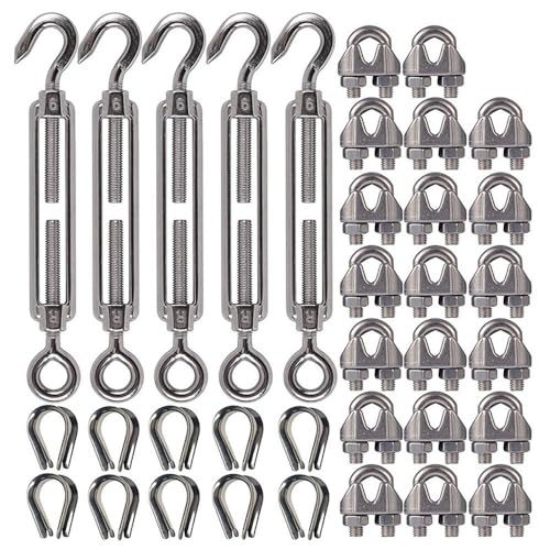 Kit de Tensor SagaSave de Acero Inoxidable M6 con Prensa de Flor, Abrazadera para Cable de Alambre 1/8 M3 y Ojal M3 miniatura 1