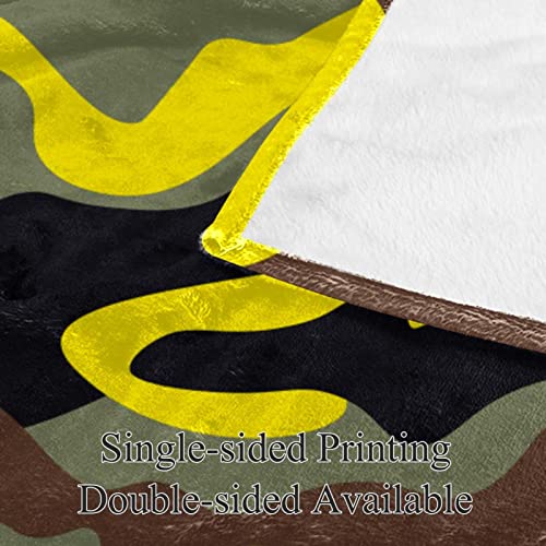 Couverture polaire douce décorative marron jaune camouflage pour chambre - 4