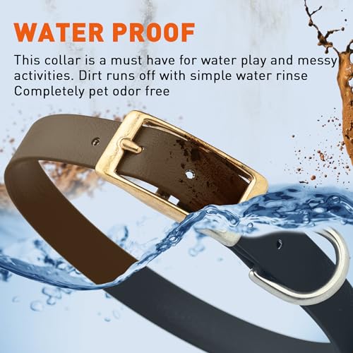Image of Viper Biothane Heavy Duty Waterproof Dog Collar Strong Coated Nylon Webbing w /Solid Brass Hardware Odor-Proof Easy to Clean High Performance Fits Small Medium or Large Dogs, Dark Chocolate Brown