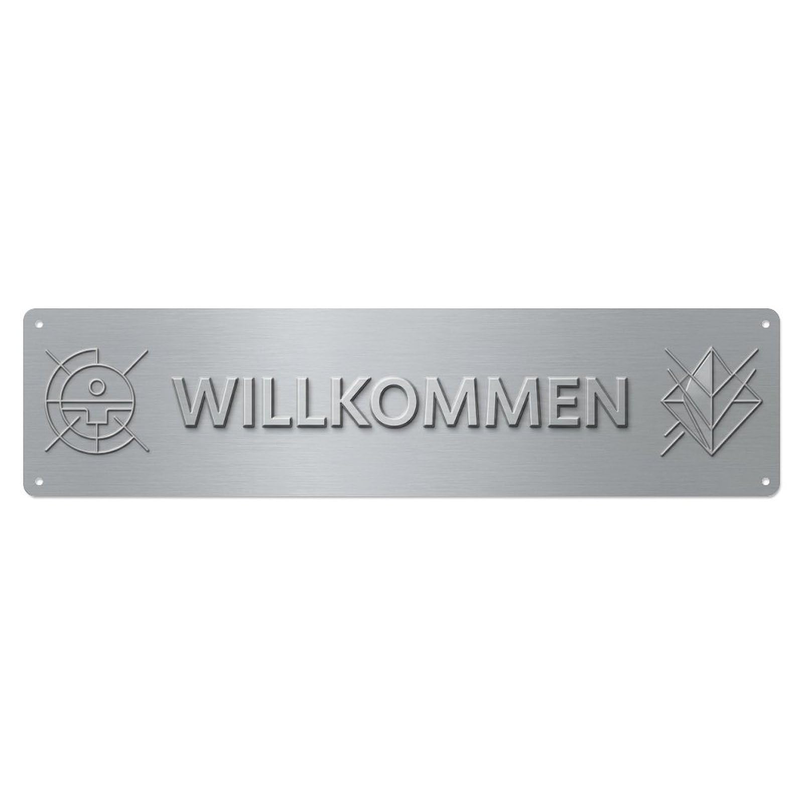 Platinum Silver Elegant Modern Welcome Metal Tin Sign