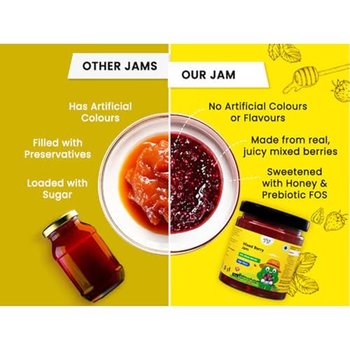 Image of Little Joys Mixed Berry Jam 250g | Natural Jam for Kids & Adults | High Fiber |No Refined Sugar, Preservatives or Artificial Flavors | Made with Real Juicy Berries | Healthy, Gut-Friendly Spread