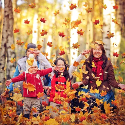 Autumn Leaves,300 Pcs Artificial Autumn Maple Leaves - Mixed 6 Fall Colored Leaf Autumn Table Scatters for Weddings, Autumn Parties,Autumn Decorations,Art Scrapbooking,Thanksgiving Day Halloween - Image 5