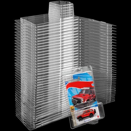 Sibosen 40 Pcs Clear Protector Cases Model Car Clamshell Cases Display Case Clear Protective Packs Car Blister Pack Covers Compatible with Hot-Wheels for Storage 7.7 x 5.1 Inch