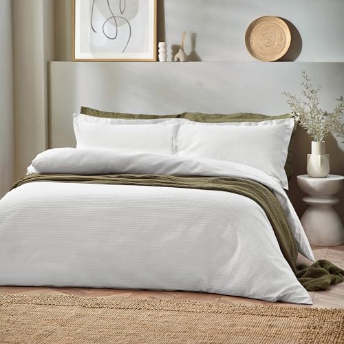 The Linen Yard Waffle Texture Cotton Duvet Cover Set