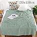 Produktbild DZDESIGN Baumwolle Waffel Handtuch Decke Für Bett Weiche Überwürfe Für Kinder Jugendliche Leichte Tagesdecke Back To School 20x50cm, Grün