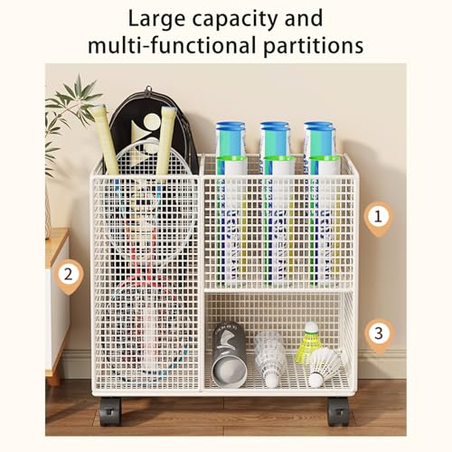 Carrito organizador con ruedas para 4-6 raquetas de bádminton miniatura 3